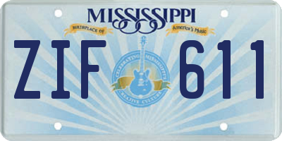 MS license plate ZIF611