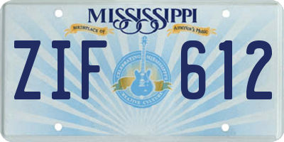 MS license plate ZIF612