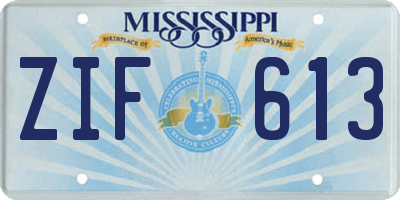 MS license plate ZIF613