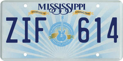 MS license plate ZIF614