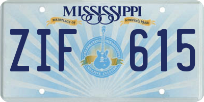 MS license plate ZIF615