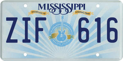 MS license plate ZIF616