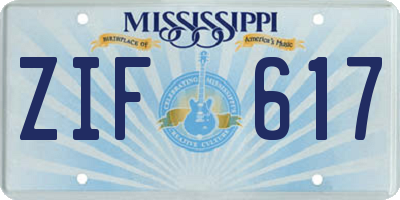 MS license plate ZIF617
