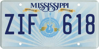 MS license plate ZIF618