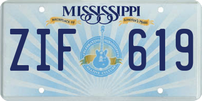 MS license plate ZIF619