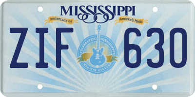 MS license plate ZIF630