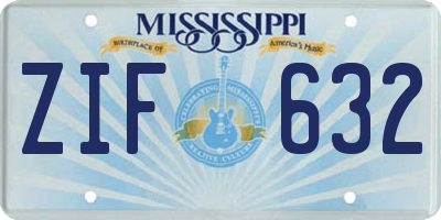 MS license plate ZIF632