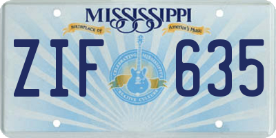 MS license plate ZIF635