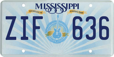 MS license plate ZIF636