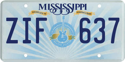 MS license plate ZIF637