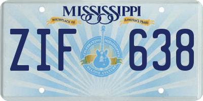 MS license plate ZIF638