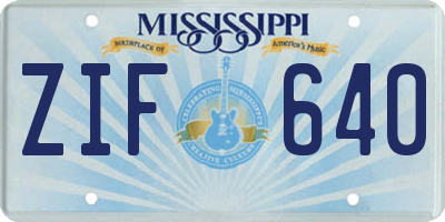 MS license plate ZIF640