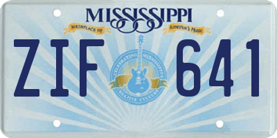 MS license plate ZIF641
