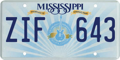 MS license plate ZIF643