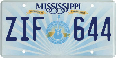 MS license plate ZIF644