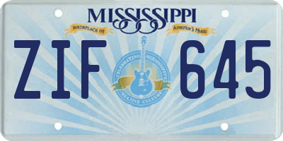 MS license plate ZIF645