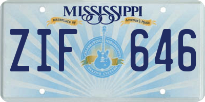MS license plate ZIF646