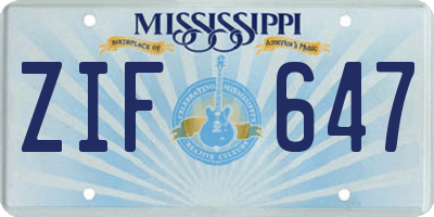 MS license plate ZIF647