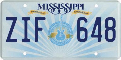 MS license plate ZIF648
