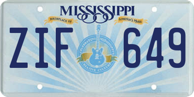 MS license plate ZIF649