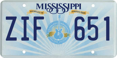 MS license plate ZIF651