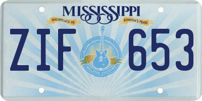 MS license plate ZIF653