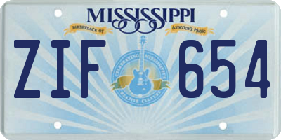 MS license plate ZIF654