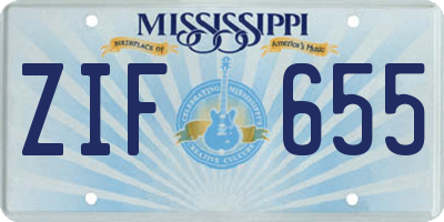 MS license plate ZIF655