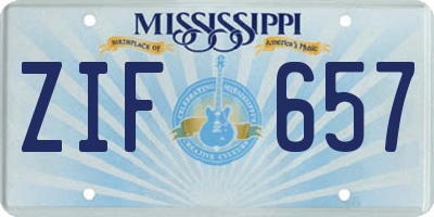 MS license plate ZIF657