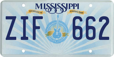 MS license plate ZIF662