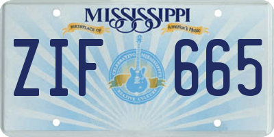 MS license plate ZIF665