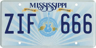 MS license plate ZIF666
