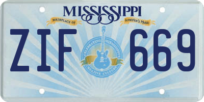 MS license plate ZIF669