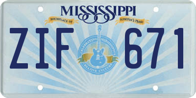MS license plate ZIF671