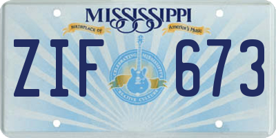 MS license plate ZIF673
