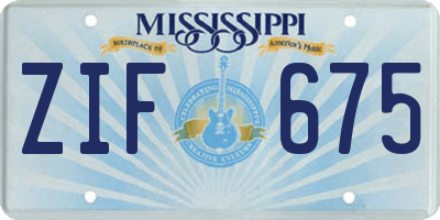 MS license plate ZIF675