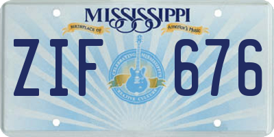 MS license plate ZIF676