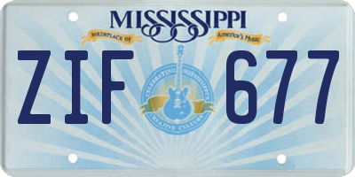 MS license plate ZIF677