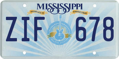 MS license plate ZIF678