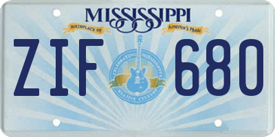 MS license plate ZIF680