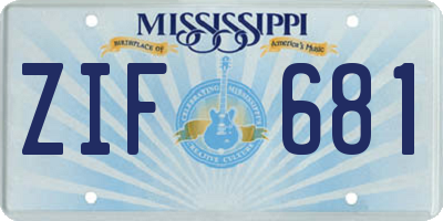 MS license plate ZIF681