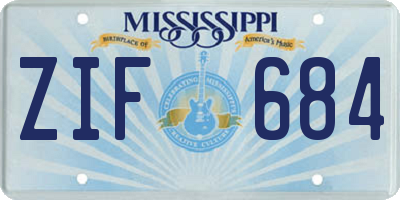 MS license plate ZIF684