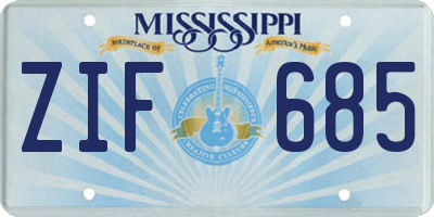 MS license plate ZIF685