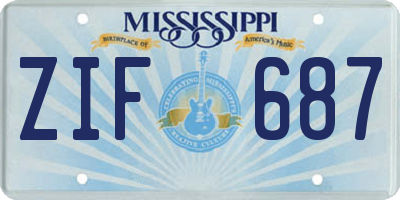 MS license plate ZIF687