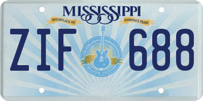 MS license plate ZIF688