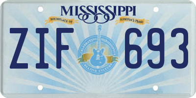 MS license plate ZIF693