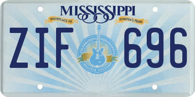 MS license plate ZIF696