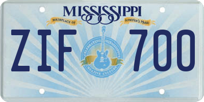 MS license plate ZIF700
