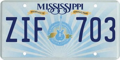 MS license plate ZIF703