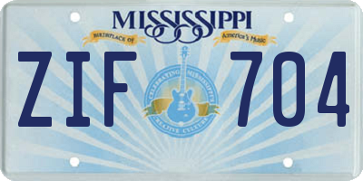 MS license plate ZIF704